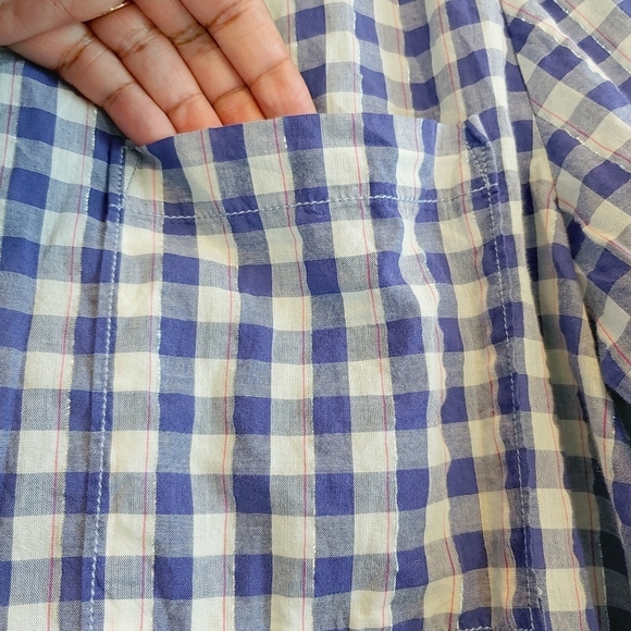 Pilcro Anthropologie Deb Relaxed Ombre Gingham Button Up Blouse Sz XL Casual - Picture 5 of 13